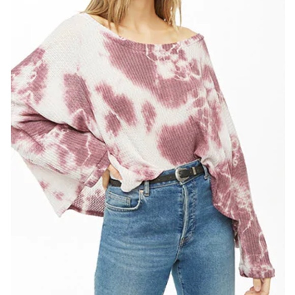 paris to jena Tops - Tie-dye Honeycomb Knit Top